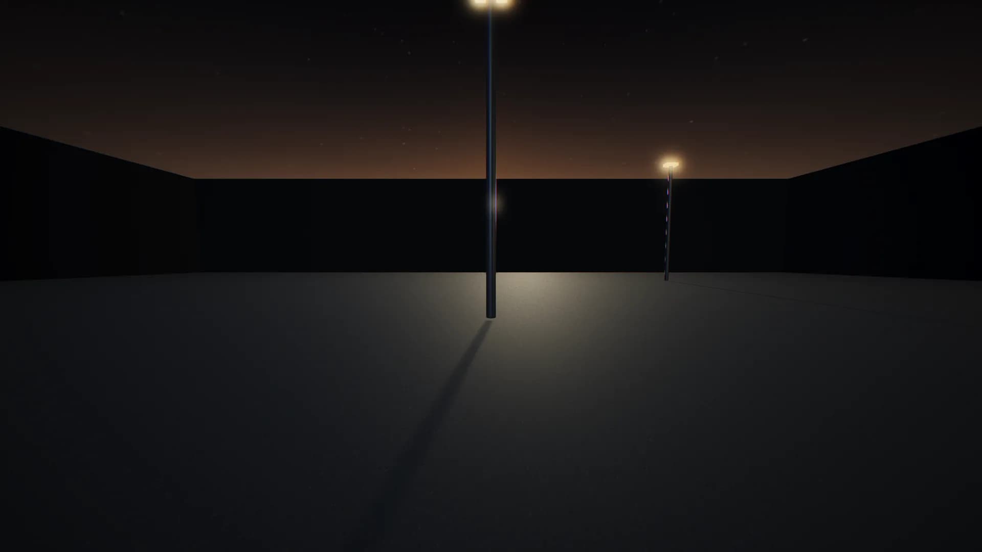 The Directorate end of the yard, looking into the first light beyond the north wall.